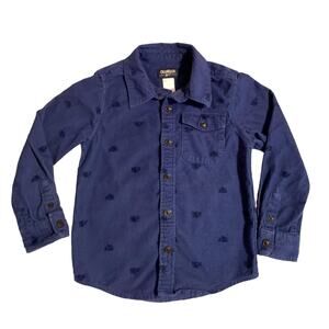 Oshkosh VGUC Monster Truck Blue Corduroy Shirt. Size 4.
